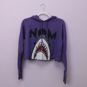 Forever 21 Purple Shark Crop Hoodie